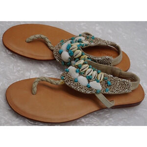 Cocobelle Kauai Turquoise and Shell Sandals Size 8.5 New